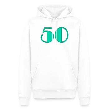 50. HAPPY BIRTHDAY. JOYEUX ANNIVERSAIRE - Sweat à capuche Premium bio Homme - blanc - Devant - Nico (187cm)