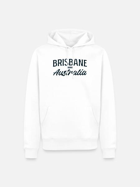 Brisbane Australia Script - Men’s Premium Organic Hoodie - white