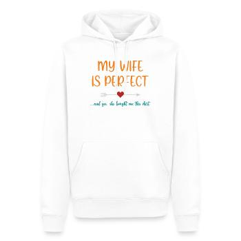 Meine Frau ist perfekt - Männer Premium Bio Hoodie - Weiß - Vorne - Nico (187cm)