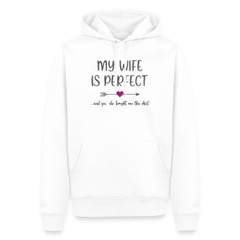 Meine Frau ist perfekt - Männer Premium Bio Hoodie - Weiß - Vorne - Nico (187cm)