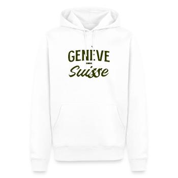 Genève Suisse Vintage Schriftzug - Männer Premium Bio Hoodie - Weiß - Vorne - Nico (187cm)