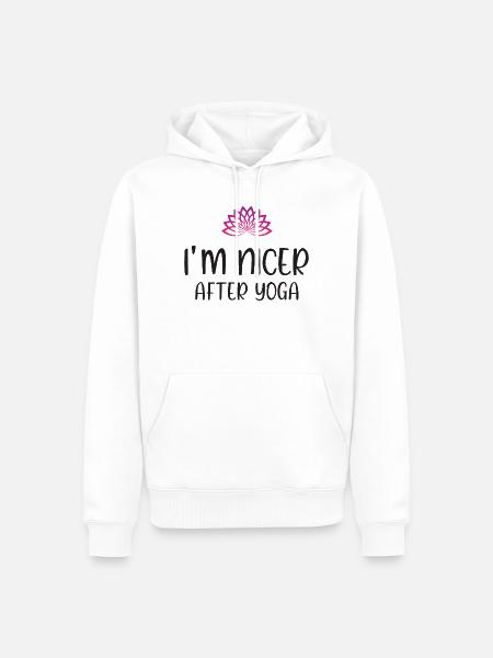 I'm Nicer After Yoga - Men’s Premium Organic Hoodie - white