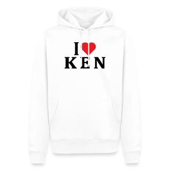 nom du t-shirt J’adore l’idée cadeau du t-shirt Ken - Sweat à capuche Premium bio Homme - blanc - Devant - Nico (187cm)