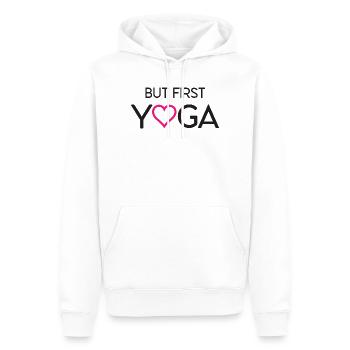 Ok, mais d’abord le yoga - Sweat à capuche Premium bio Homme - blanc - Devant - Nico (187cm)