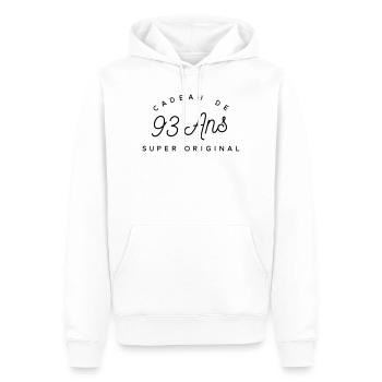 Cadeau 93 ans  - Sweat à capuche Premium bio Homme - blanc - Devant - Nico (187cm)