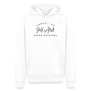 Cadeau 94 ans  - Sweat à capuche Premium bio Homme - blanc - Devant - Nico (187cm)