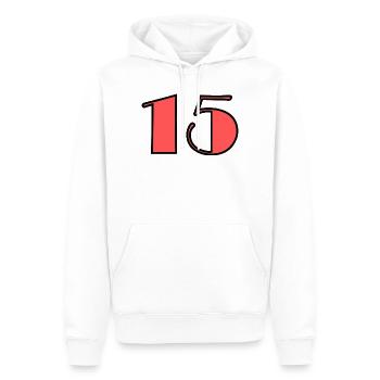 15. 15 JAHRE. 15-jähriges Jubiläum. GEBURTSTAG 15 JAHRE. - Männer Premium Bio Hoodie - Weiß - Vorne - Nico (187cm)