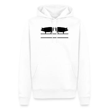 Textleiste transparentes Schweinelogo - Männer Premium Bio Hoodie - Weiß - Vorne - Nico (187cm)