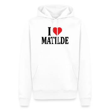 t-shirt J’adore Idée cadeau Matilde t-shirt - Sweat à capuche Premium bio Homme - blanc - Devant - Nico (187cm)