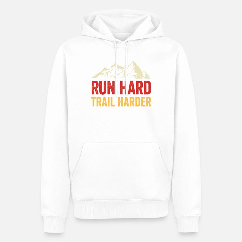 Laufen Sie hart. Härterer Trail. - Männer Premium Bio Hoodie - Weiß