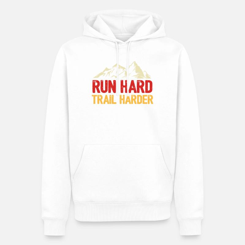 Courez fort. Trail plus difficile. - Sweat à capuche Premium bio Homme - blanc