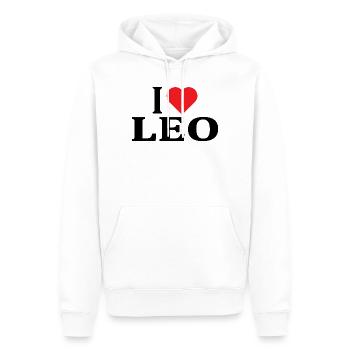 T-Shirt Name I love Leo T-Shirt Geschenkidee - Männer Premium Bio Hoodie - Weiß - Vorne - Nico (187cm)