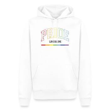 Orgueil. L’amour est l’amour - Sweat à capuche Premium bio Homme - blanc - Devant - Nico (187cm)