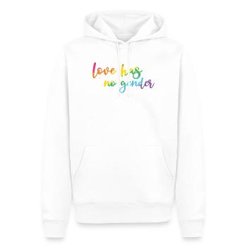 Mois de la fierté - L’amour n’a pas de genre - Sweat à capuche Premium bio Homme - blanc - Devant - Nico (187cm)