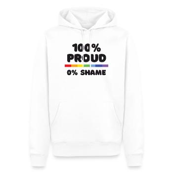 Pride Month - 100% stolz. 0% Scham - Männer Premium Bio Hoodie - Weiß - Vorne - Nico (187cm)