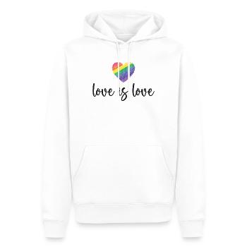 Mois de la fierté - L’amour c’est l’amour - Sweat à capuche Premium bio Homme - blanc - Devant - Nico (187cm)