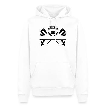 Plaque signalétique viking deux épées, casque - Sweat à capuche Premium bio Homme - blanc - Devant - Nico (187cm)