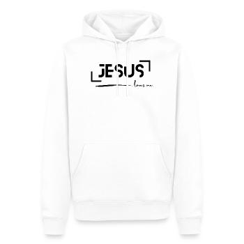 Jesus liebt mich - Männer Premium Bio Hoodie - Weiß - Vorne - Nico (187cm)