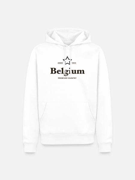 belgien PREMIUM LAND - Männer Premium Bio Hoodie - Weiß