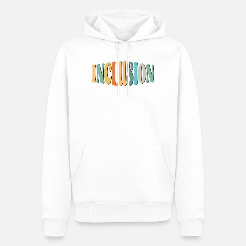 LETTRAGE D’INCLUSION - DIVERSITÉ - ÉGALITÉ - Sweat à capuche Premium bio Homme - blanc