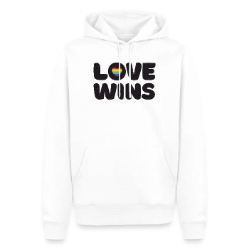 Mois de la fierté LGBTQ - L’amour gagne - Sweat à capuche Premium bio Homme - blanc - Devant - Nico (187cm)