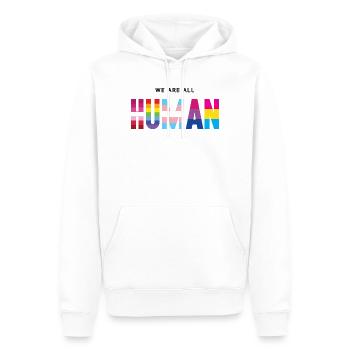 Mois de la fierté LGBT - Nous sommes tous humains - Sweat à capuche Premium bio Homme - blanc - Devant - Nico (187cm)