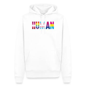 Mois de la fierté LGBT - Nous sommes tous humains - Sweat à capuche Premium bio Homme - blanc - Devant - Nico (187cm)