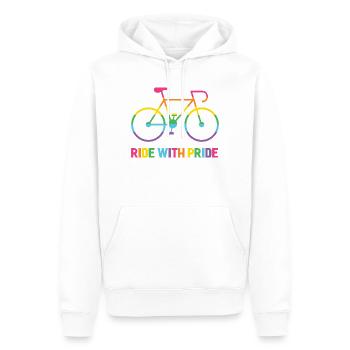 LGBTQ-Radfahrer - Fahre mit Stolz - Männer Premium Bio Hoodie - Weiß - Vorne - Nico (187cm)