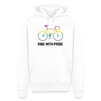 LGBTQ-Radfahrer - Fahre mit Stolz - Männer Premium Bio Hoodie - Weiß - Vorne - Nico (187cm)