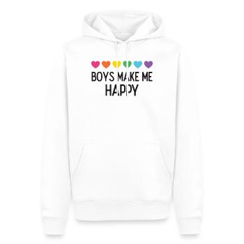 Mois de la fierté LGBTQ - Les garçons me rendent heureuse - Sweat à capuche Premium bio Homme - blanc - Devant - Nico (187cm)