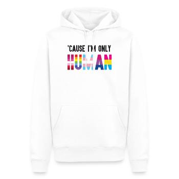 Mois de la fierté LGBT - Parce que je ne suis qu’un être humain - Sweat à capuche Premium bio Homme - blanc - Devant - Nico (187cm)