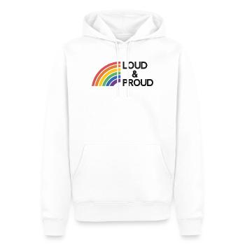Mois de la fierté LGBTQ - Fort et fier - Sweat à capuche Premium bio Homme - blanc - Devant - Nico (187cm)