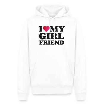 J’aime ma petite amie - Sweat à capuche Premium bio Homme - blanc - Devant - Nico (187cm)