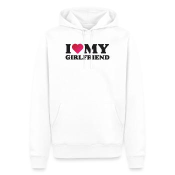 J’aime ma petite amie - Sweat à capuche Premium bio Homme - blanc - Devant - Nico (187cm)