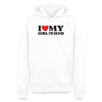 J’aime ma petite amie - Sweat à capuche Premium bio Homme - blanc - Devant - Nico (187cm)