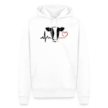 Kuh Liebe Herzschlag - Männer Premium Bio Hoodie - Weiß - Vorne - Nico (187cm)
