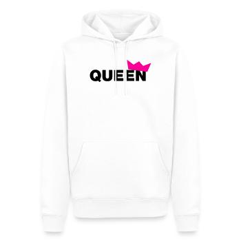 Queen Typo mit Krone / 2 Farben - Männer Premium Bio Hoodie - Weiß - Vorne - Nico (187cm)
