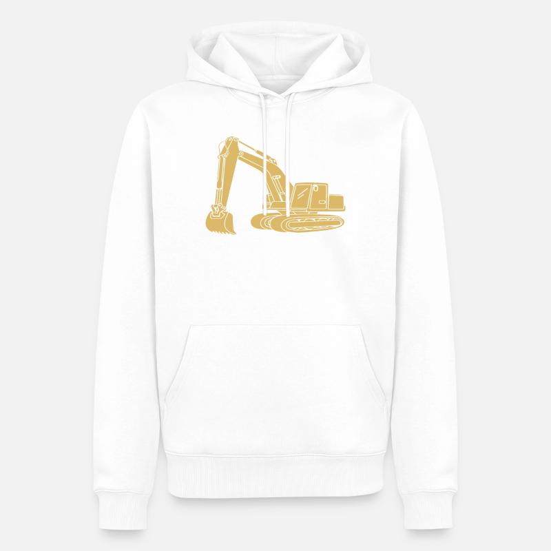 Baggerfahrer Silhouette - Baugeräteführer - Männer Premium Bio Hoodie - Weiß