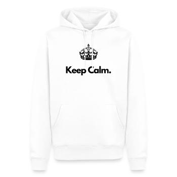 Déclaration de motivation minimale Garde ton calme - Sweat à capuche Premium bio Homme - blanc - Devant - Nico (187cm)