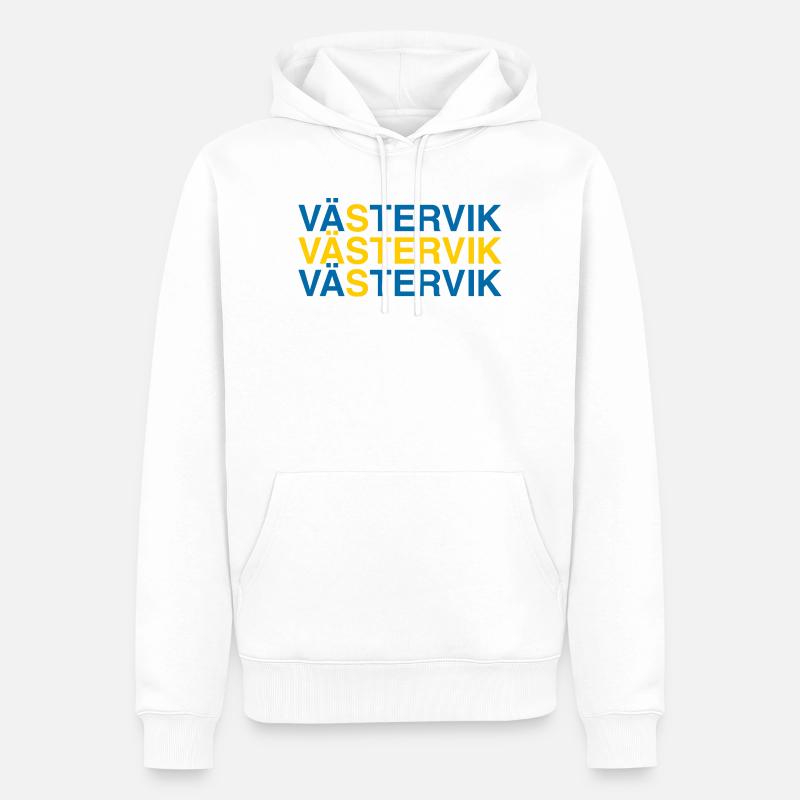 VÄSTERVIK Suède Sverige Suède Drapeau - Sweat à capuche Premium bio Homme - blanc