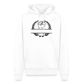 Faust in Lorbeerkranz für Namen erhoben - Männer Premium Bio Hoodie - Weiß - Vorne - Nico (187cm)