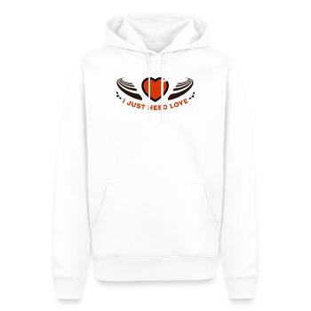 J’ai juste besoin d’amour - Sweat à capuche Premium bio Homme - blanc - Devant - Nico (187cm)
