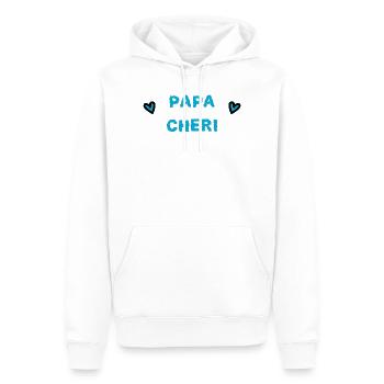 NOËL. ANNEE. ANNIVERSAIRE. RETRAITE. PAPA. MAMAM. - Sweat à capuche Premium bio Homme - blanc - Devant - Nico (187cm)
