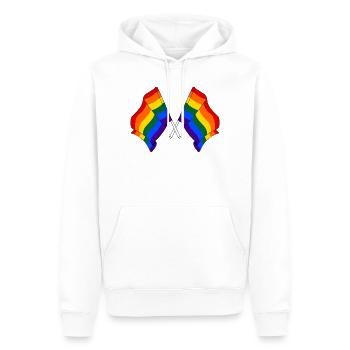 Deux drapeaux arc-en-ciel - Sweat à capuche Premium bio Homme - blanc - Devant - Nico (187cm)