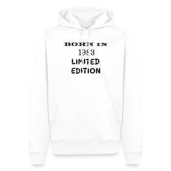 Born in 1983 édition limited - Sweat à capuche Premium bio Homme - blanc - Devant - Nico (187cm)