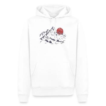 Karmesinroter Sonnenuntergang über den stillen Gipfeln - Männer Premium Bio Hoodie - Weiß - Vorne - Nico (187cm)