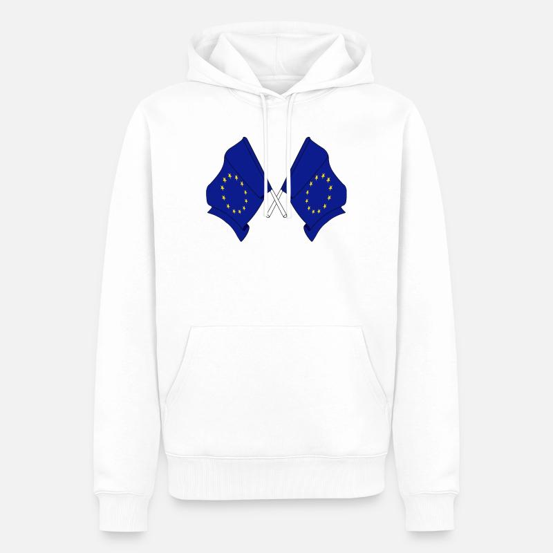 Deux drapeaux de l’Union européenne - Sweat à capuche Premium bio Homme - blanc