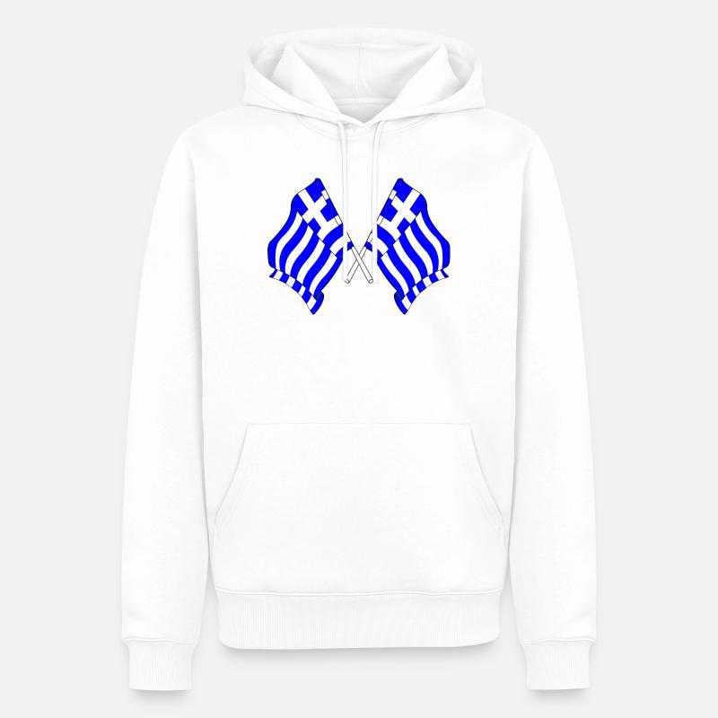 Deux drapeaux de la Grèce - Sweat à capuche Premium bio Homme - blanc