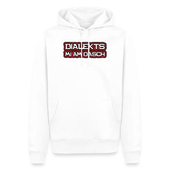 Dialekts mi am Oasch, bayrisch, österreichisch - Männer Premium Bio Hoodie - Weiß - Vorne - Nico (187cm)