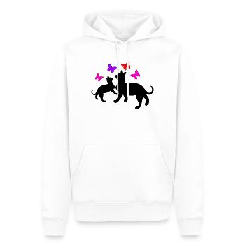 Chats et papillons - Sweat à capuche Premium bio Homme - blanc - Devant - Nico (187cm)